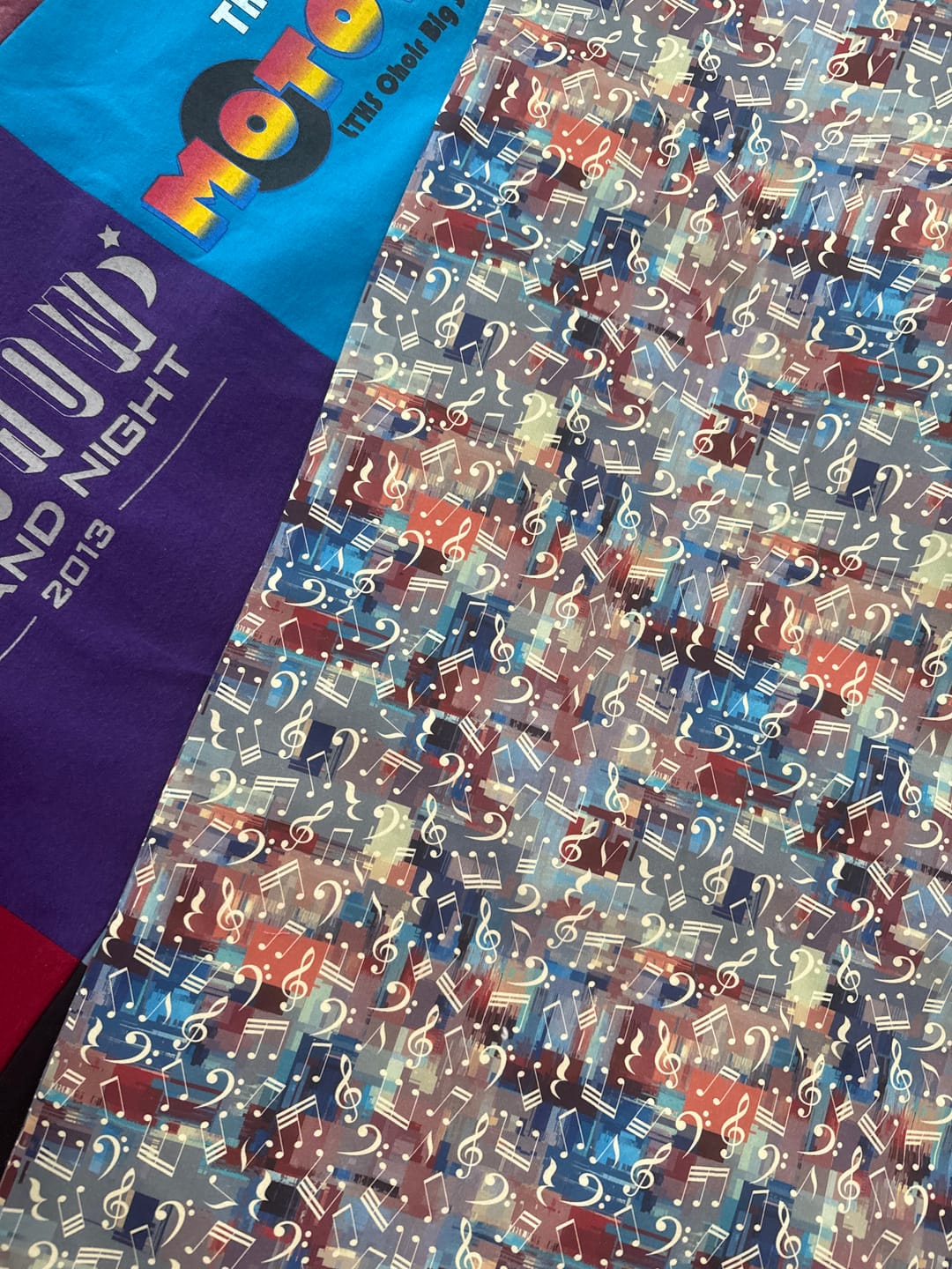 Customer photo review of Grunge Textured Music Note Fabric - Multi
