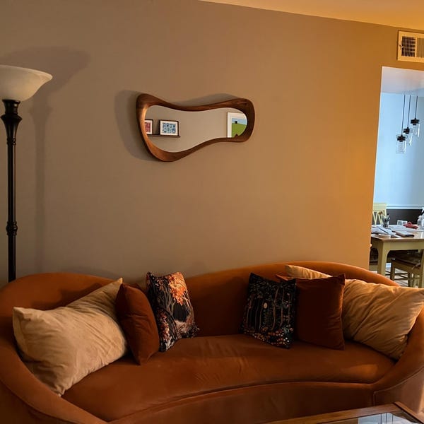 Customer photo review of Walnut Asymmetrical Wall Mirror – Luna