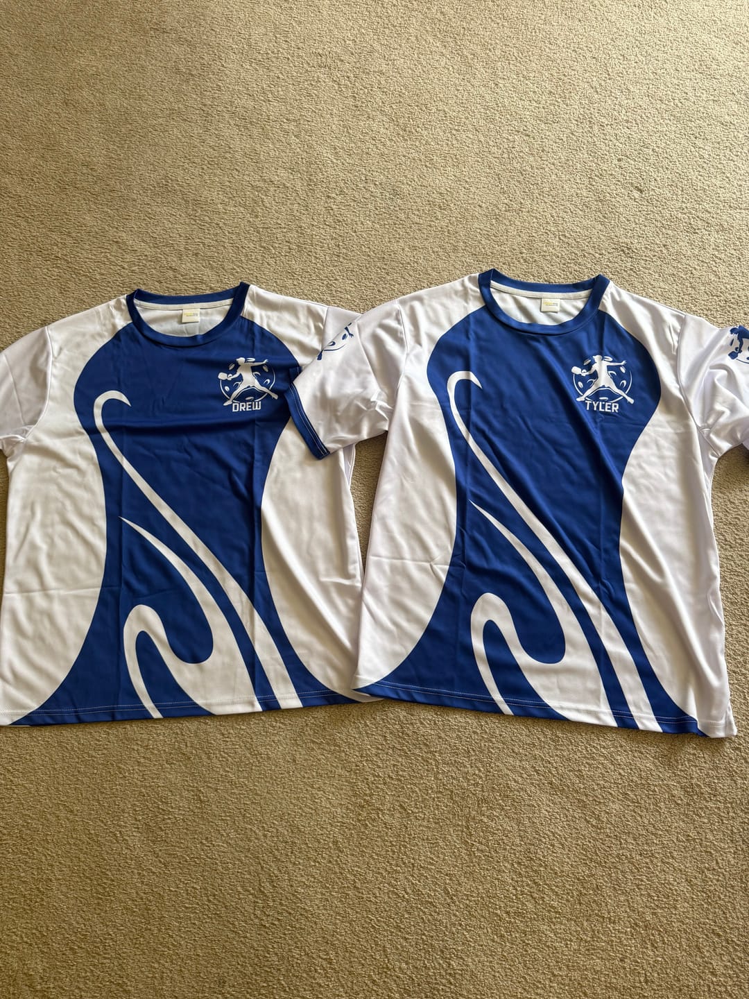 Customer photo review of Custom White And Blue Pickleball T-Shirts For Men, Flame Pickleball Tournament Team Shirt IPHW8116