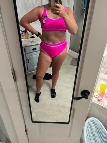 Customer photo review of Emoswim - Damen High Waist Bikini-Sets Sportliche Zweiteilige Badeanzüge Colorblock Cheeky High-Cut Bademode
