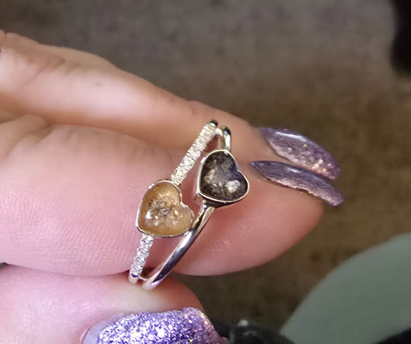 Customer photo review of Double Heart Cremation Ring