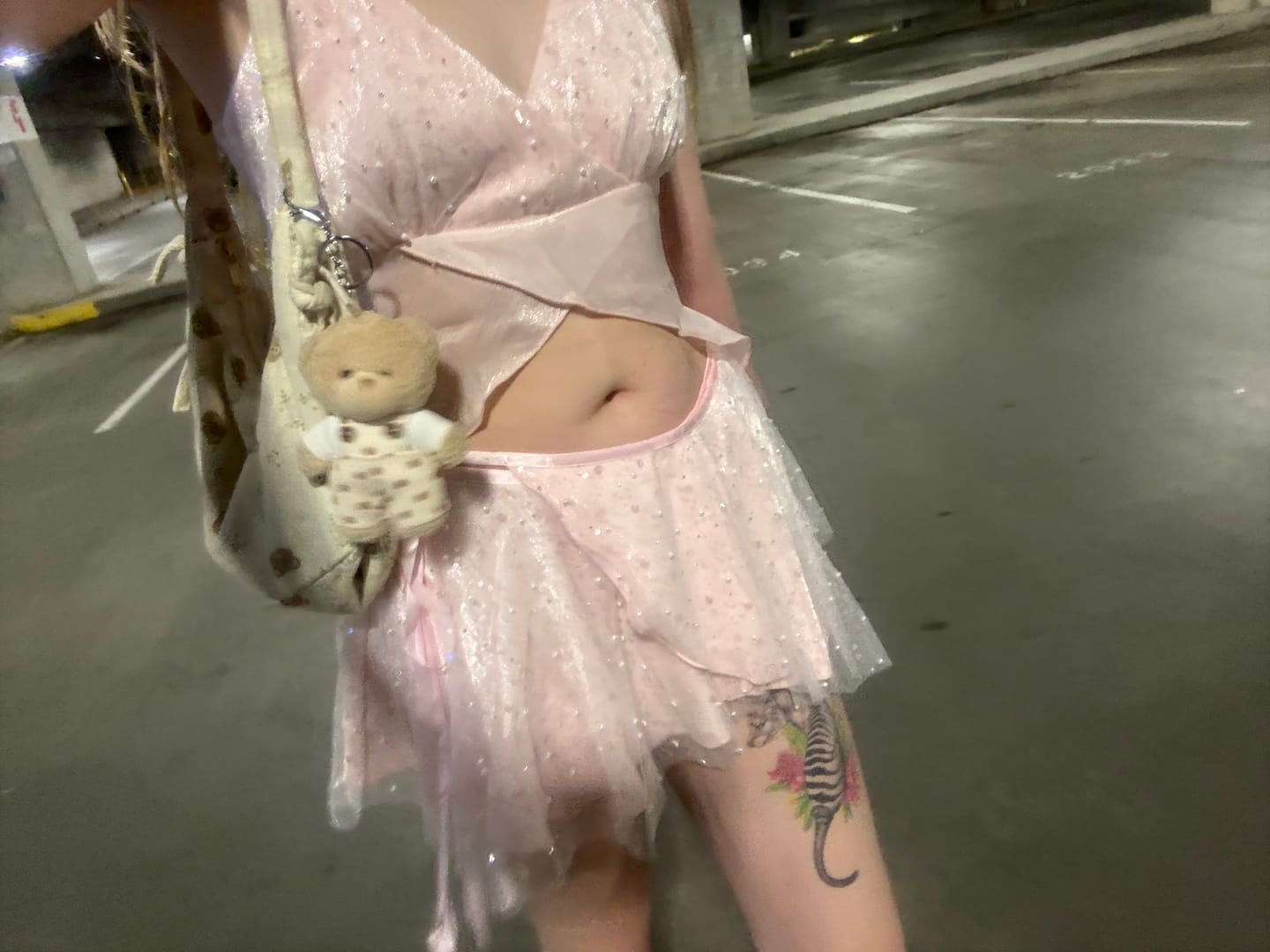 Customer photo review of Pirouette Babydoll Wrap Top (Sequin Pink)