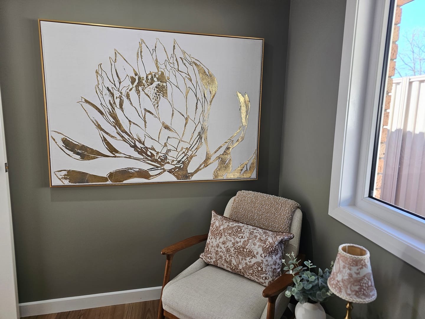 Customer photo review of Gold Toile Cushion Cover 40x60cm