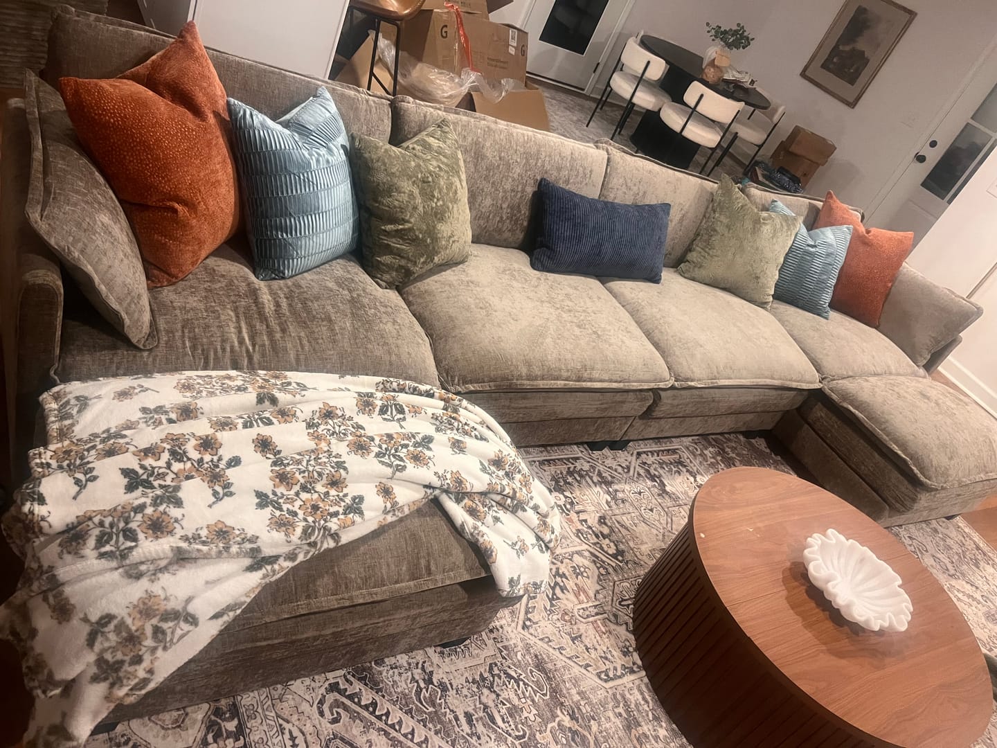 Customer photo review of 149.2 Inch Cloudy Luxury Thickened Cushion Modular Sofa