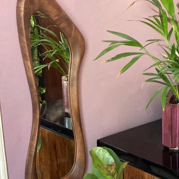 Customer photo review of Walnut Asymmetrical Full-Length Mirror – Contour