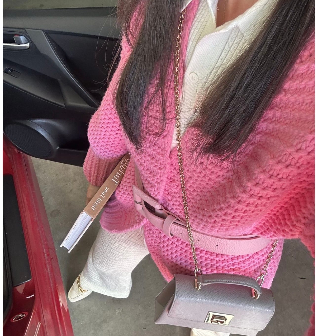 Customer photo review of Burnt Pink Genuine Leather Belt - Square Buckle