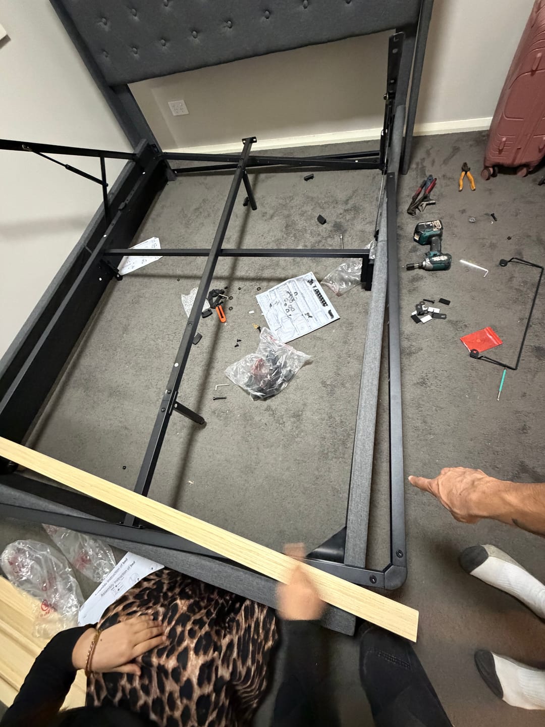 Customer photo review of Queen Gas Lift Bed Frame with LED & USB Ports