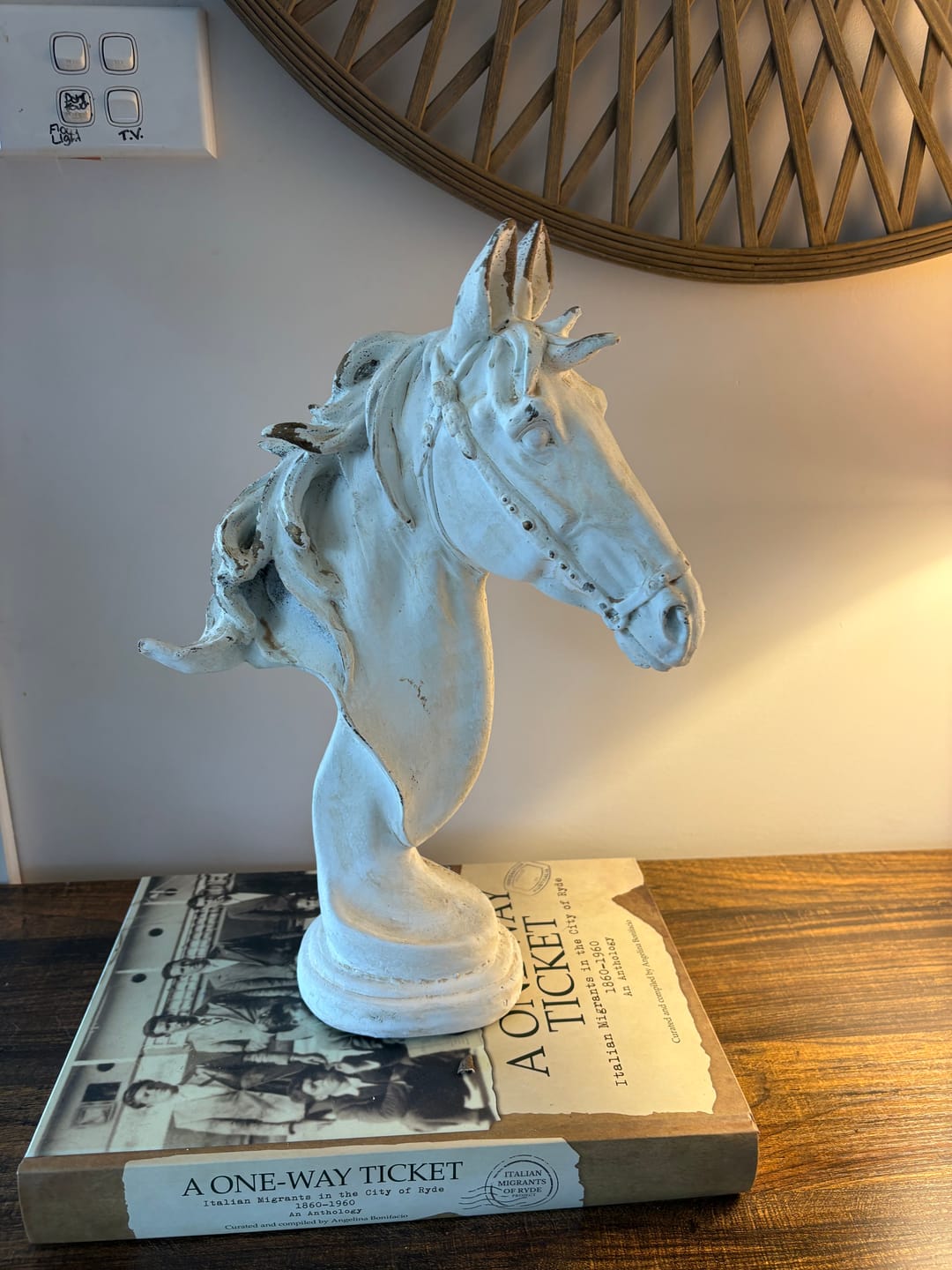 Customer photo review of Apollon French Provincial Horse Head Bust, Distressed White Sculpture on Pedestal Base 37cm