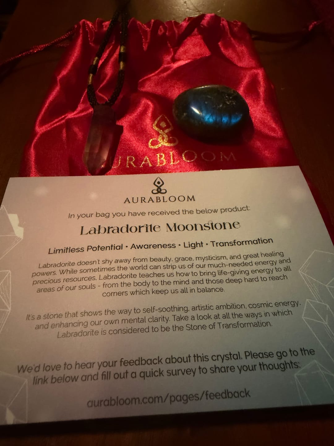 Customer photo review of Natural Fluorite Necklace