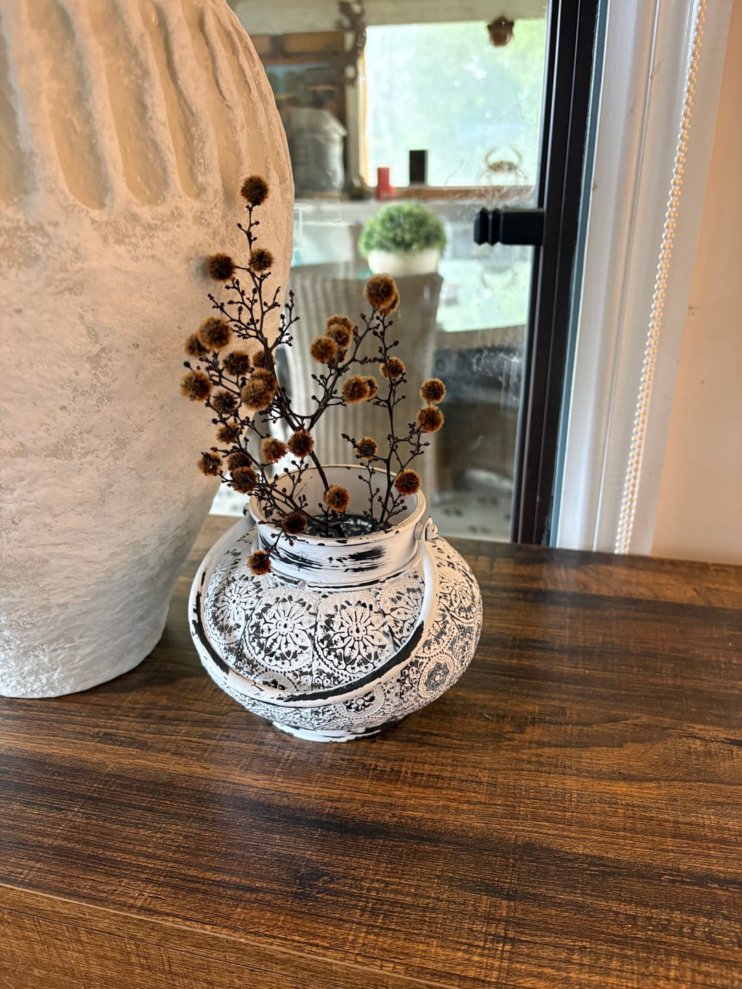 Customer photo review of Soraya French Provincial Tea Light Lantern, Squat Aged Metal Pierced Floral 12cm