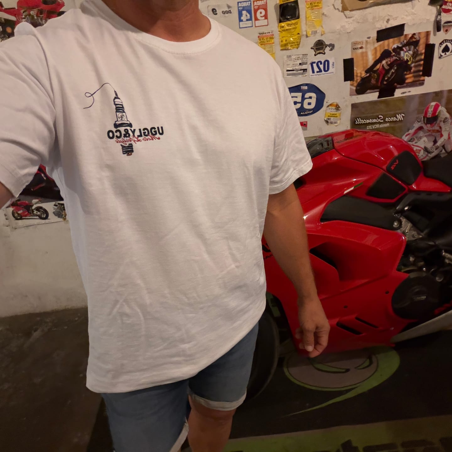 Customer photo review of White Motorcycle Heart 'Love is Uggly' T-Shirt