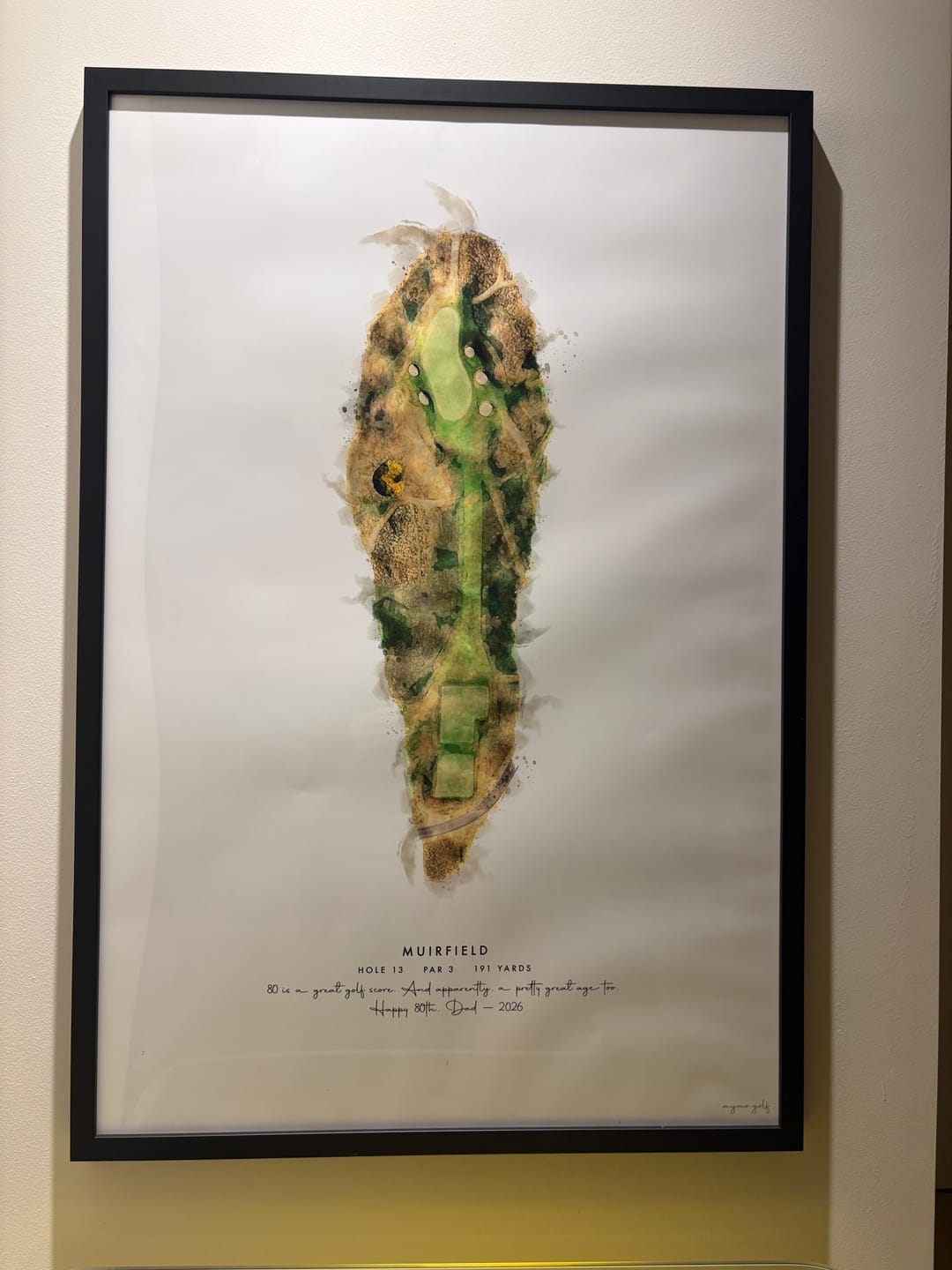 Customer photo review of Custom Watercolor Golf Art – Personalized Print of Any Golf Course and Hole