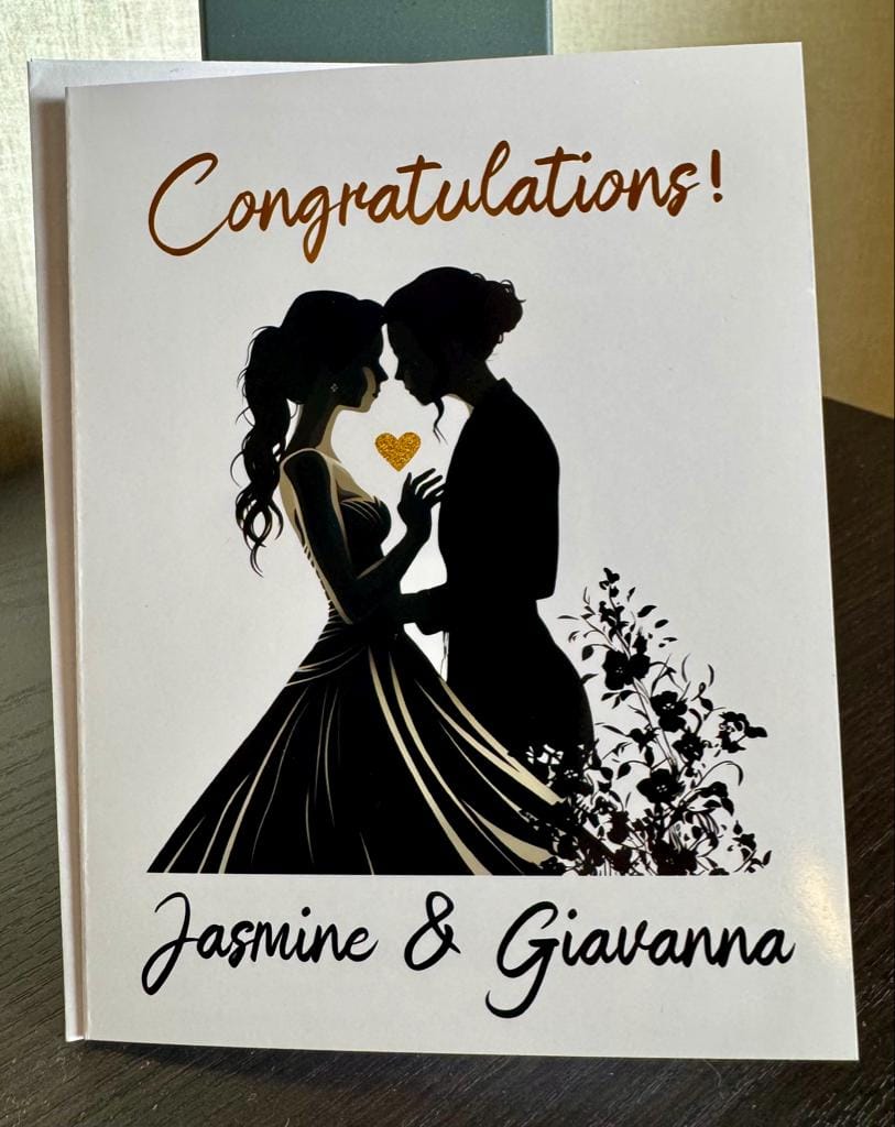 Customer photo review of Wedding Greeting Card, Newly Married Lesbian Couple: Congratulations!