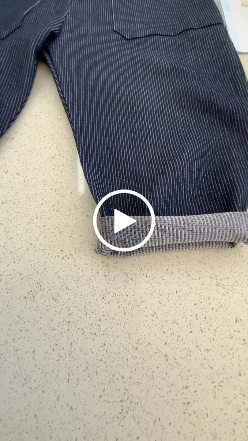 Customer video review of Navy Striped Stretch Denim Fabric