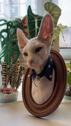 Customer photo review of Custom 3D Felted Cat Framed Portrait