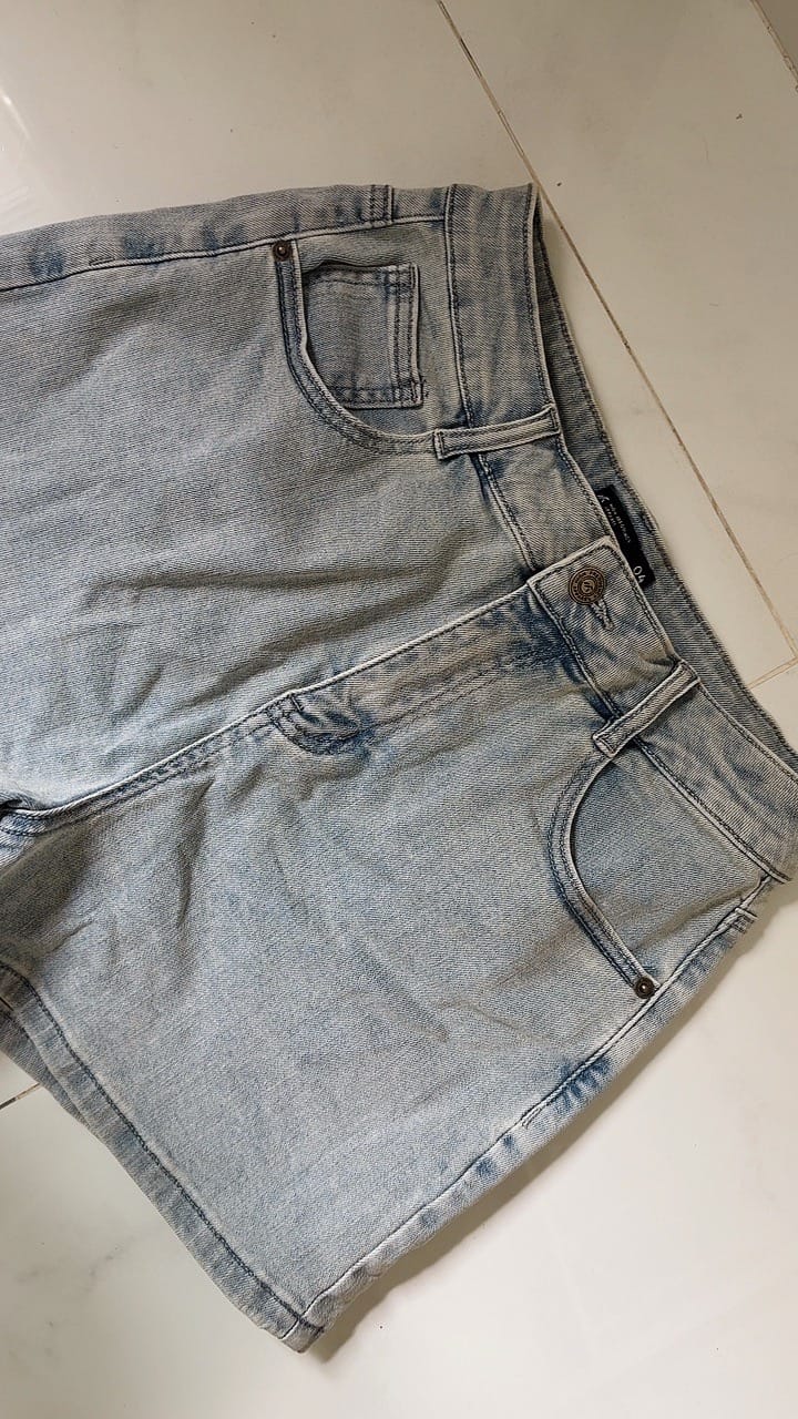 Customer photo review of Mid-Waisted Stretch Denim Shorts
