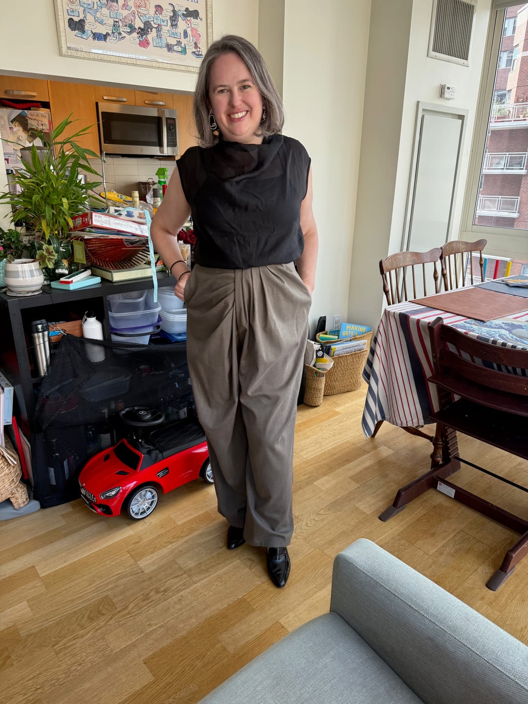 Customer photo review of Lyric Sculpt Drape Wool Pants