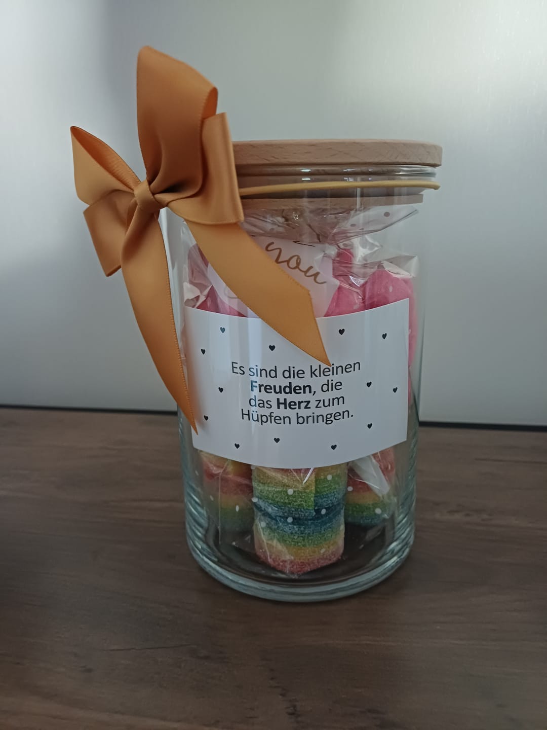 Customer photo review of Geschenk-Glas "Glück ist, Eltern wie euch zu haben"