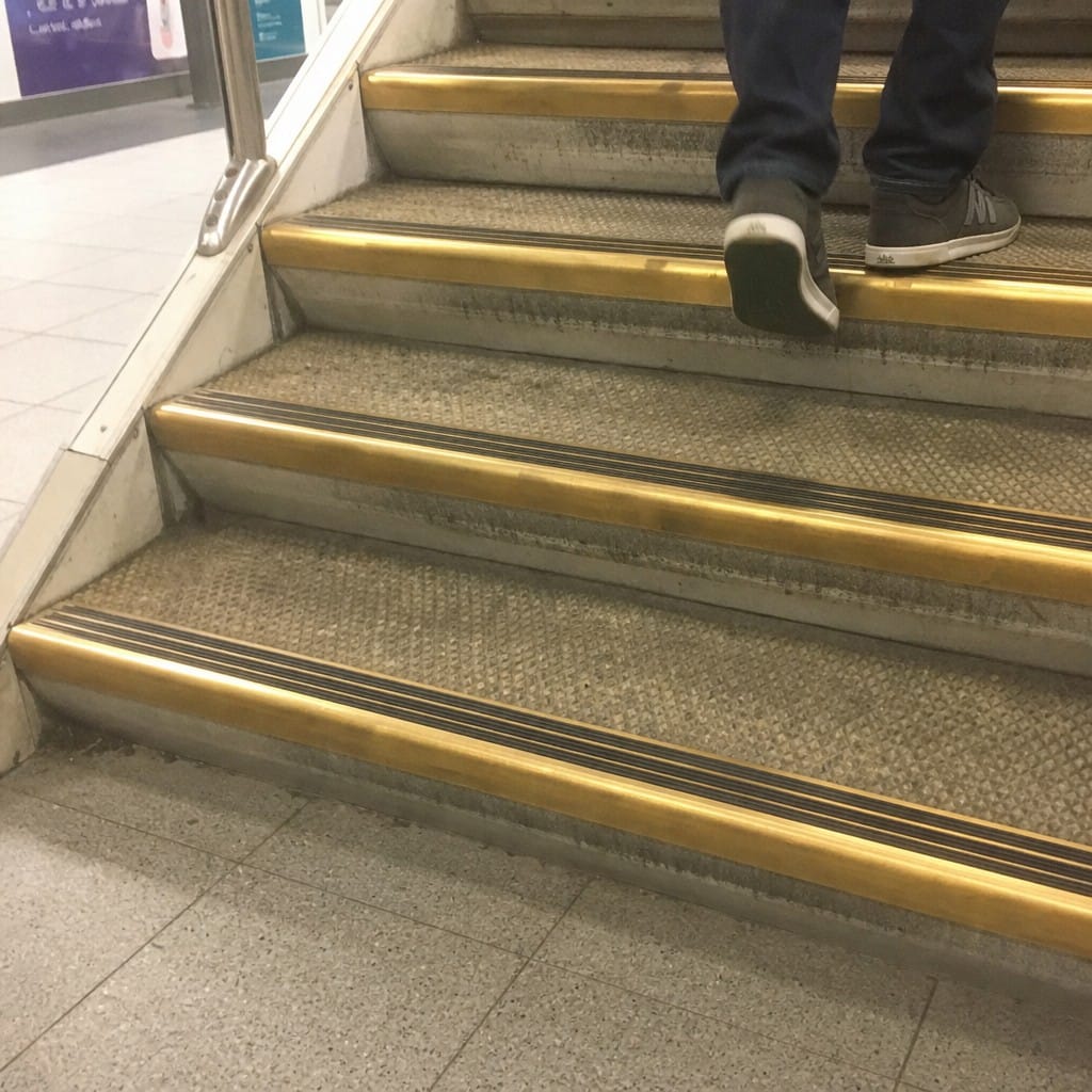 Customer photo review of Solid Brass Ramped Stair Nosing 83x40mm Cut to Any Size