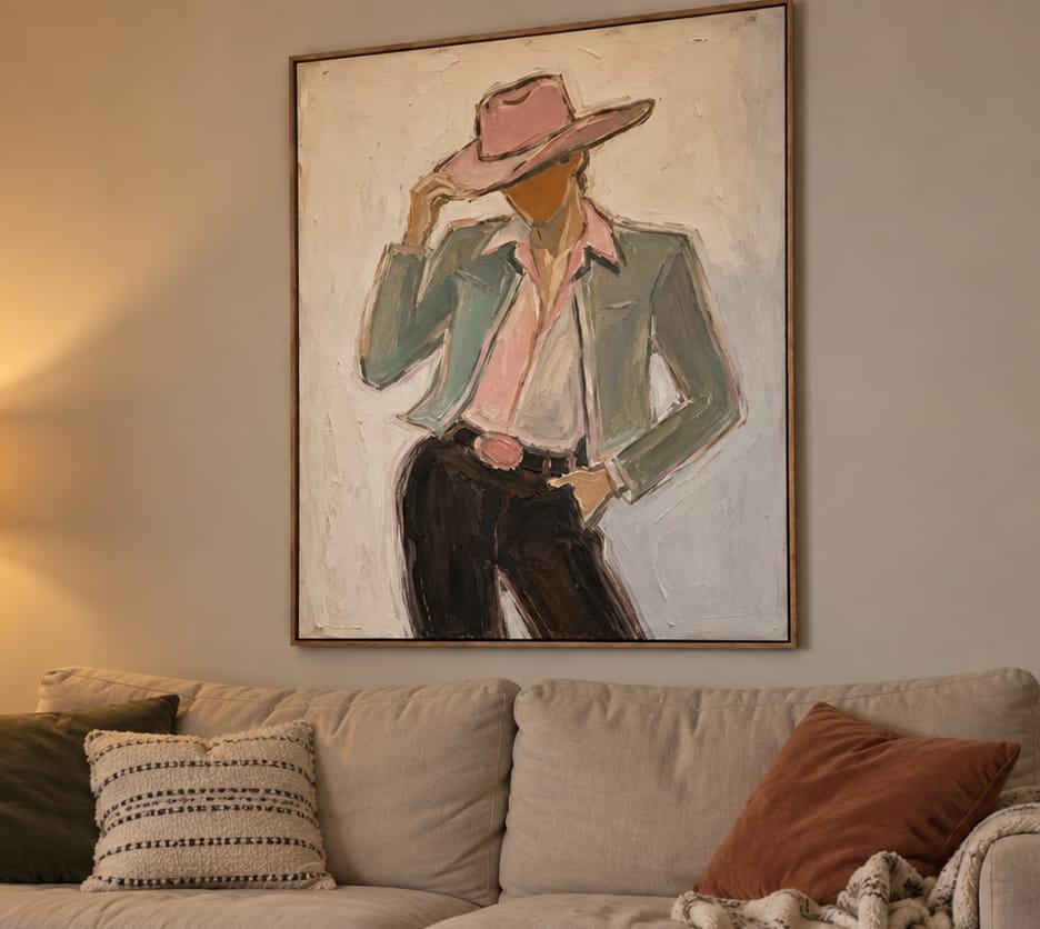 Customer photo review of Dust Rose-Cowgirl Oil Painting