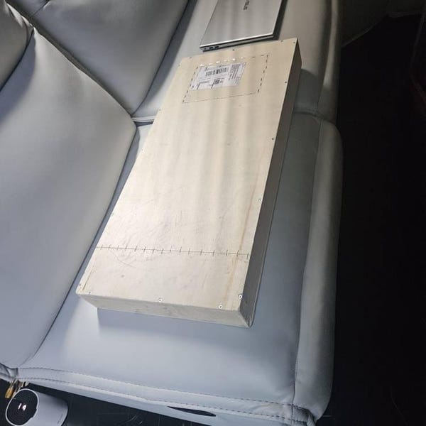 Customer photo review of Walnut Asymmetrical Full-Length Mirror – Sage