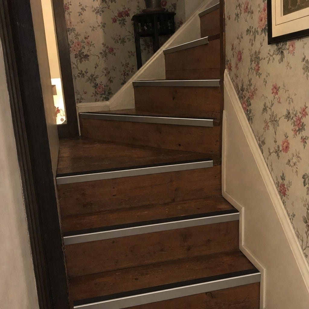 Customer photo review of Slimline Square Back Stair Nosing 59x30mm Aluminium Cut to Any Size