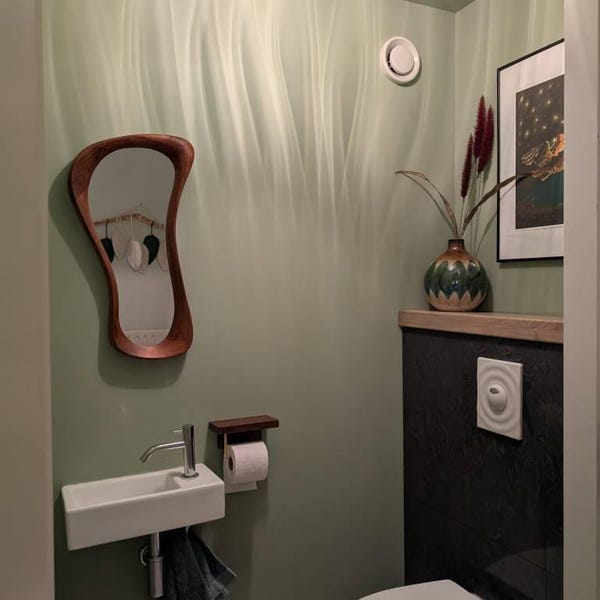 Customer photo review of Walnut Asymmetrical Wall Mirror – Luna