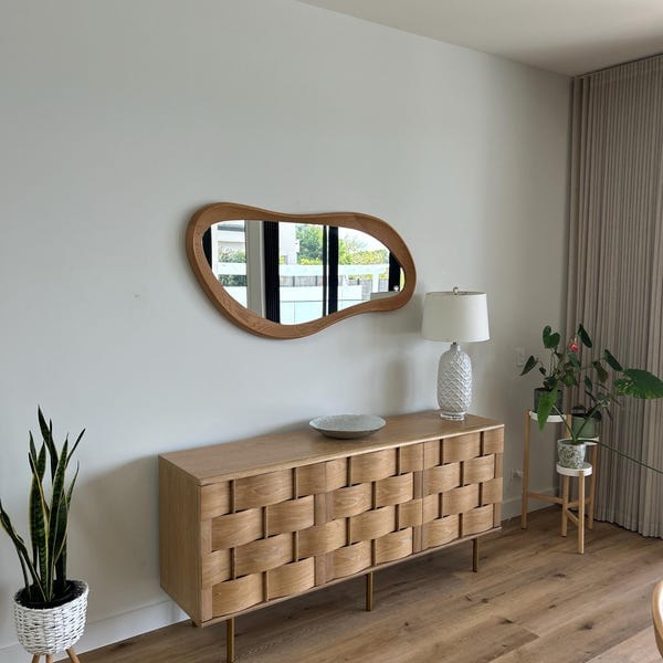 Customer photo review of Oak Asymmetrical Wall Mirror – Aura