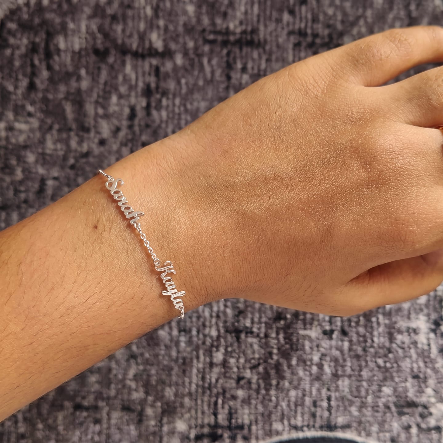 Customer photo review of Custom Script Name Bracelet