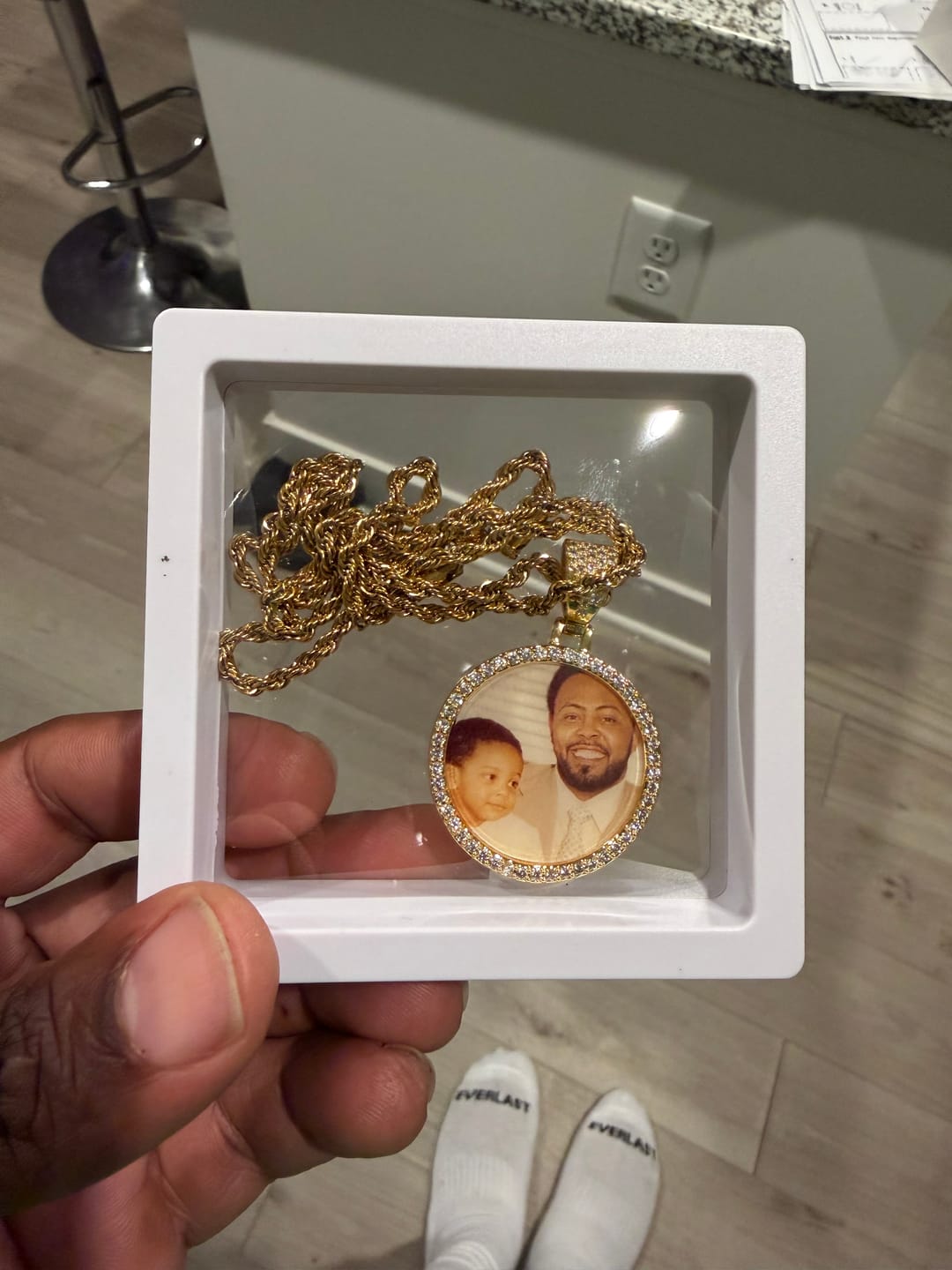 Customer photo review of Mens Iced Circle Photo Pendant