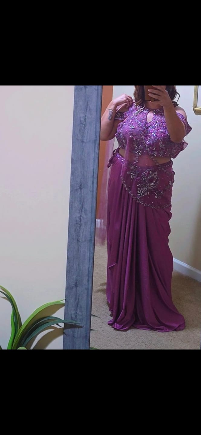 Customer photo review of Mauve Drape Saree Set