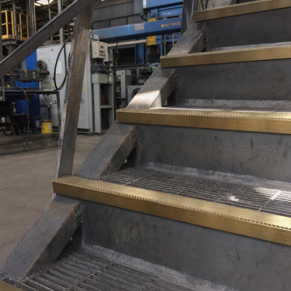 Customer photo review of Solid Brass Ridged Stair Nosing 63x55mm Cut to Any Size
