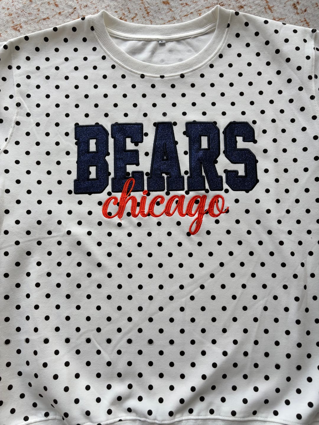 Customer photo review of Custom Embroidered Glitter Vinyl Team Polka Dot Sweatshirt - Game Day Best Gear | Gifts for Sports Mom | Game Day Wear