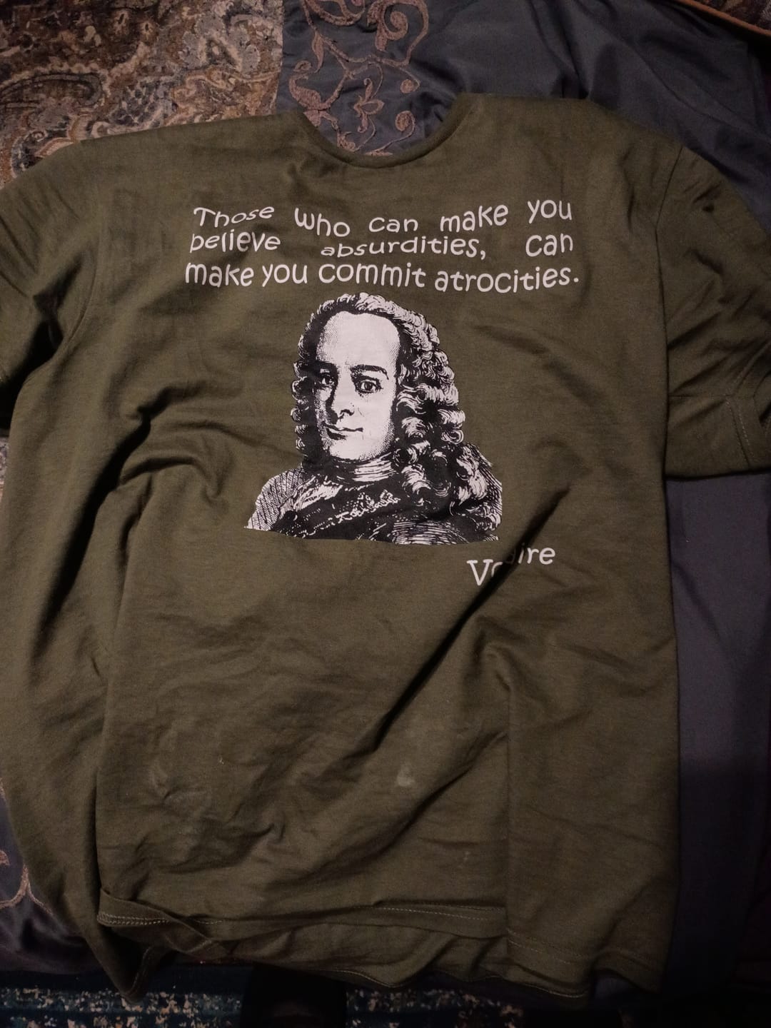 Customer photo review of Voltaire Absurdities T-Shirt