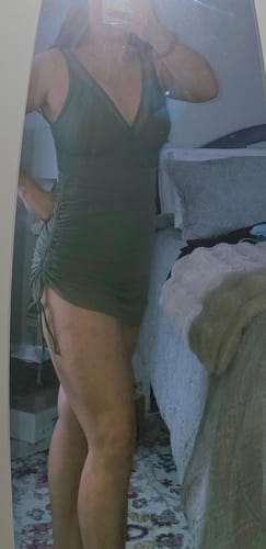 Customer photo review of Emoswim - Damen Badekleid Bauchweg Badeanzüge Schlankmachendes Transparentes Mesh Sarong-Wickelrock Bademode