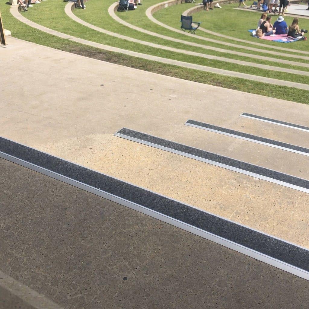 Customer photo review of Raked Back Carborundum Stair Nosing 78.5x67mm Cut to Any Size