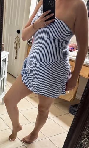 Customer photo review of Emoswim - Damen Badekleid One-Shoulder Badeanzug mit Rock