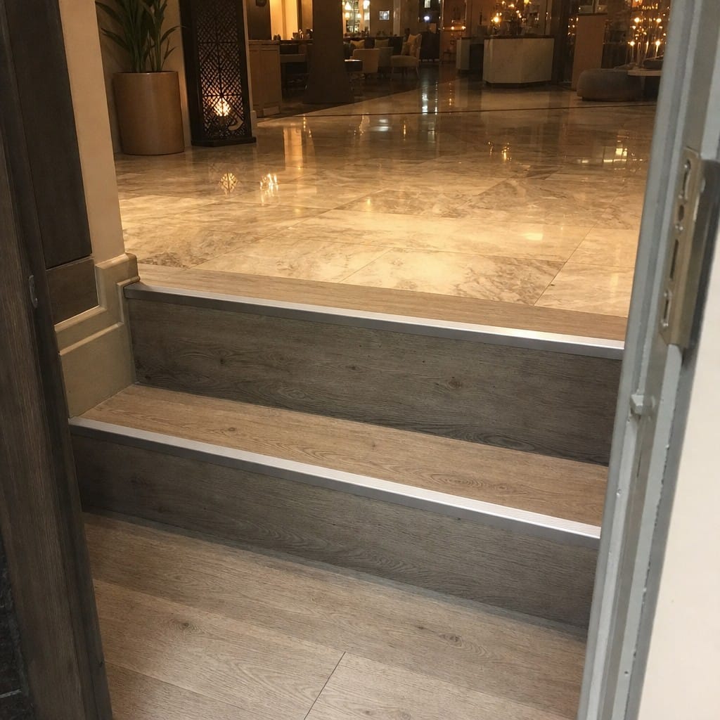 Customer photo review of Aluminium Stair Nosing 28 x 14.5mm Push-In Edge Trim for 5mm LVT