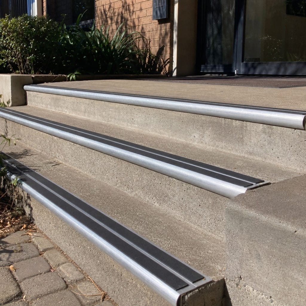 Customer photo review of Aluminium Stair Nosing 90mm Bullnose Twin Insert, 3.22m