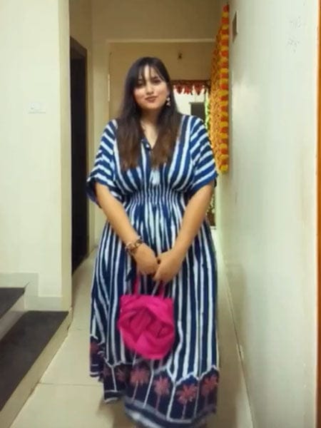 Customer photo review of Mrignayani Dabu Fit & Flare Maxi Dress