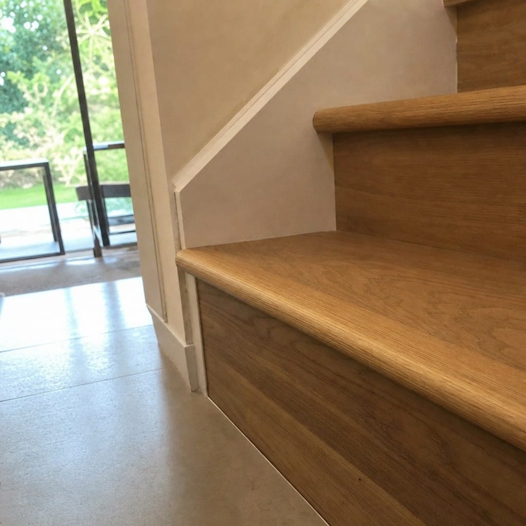 Customer photo review of Solid Oak Stair Nosing - Bullnose Trim for 14mm & 20mm Wood Floors