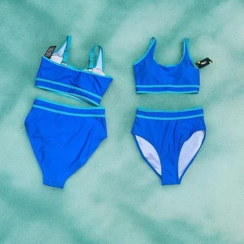 Customer photo review of Emoswim - Damen High Waist Bikini-Sets Sportliche Zweiteilige Badeanzüge Colorblock Cheeky High-Cut Bademode