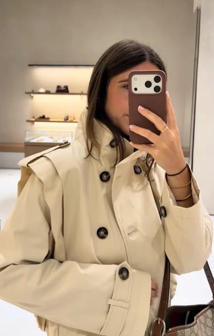 Customer photo review of Gloria Pleated Trench Coat