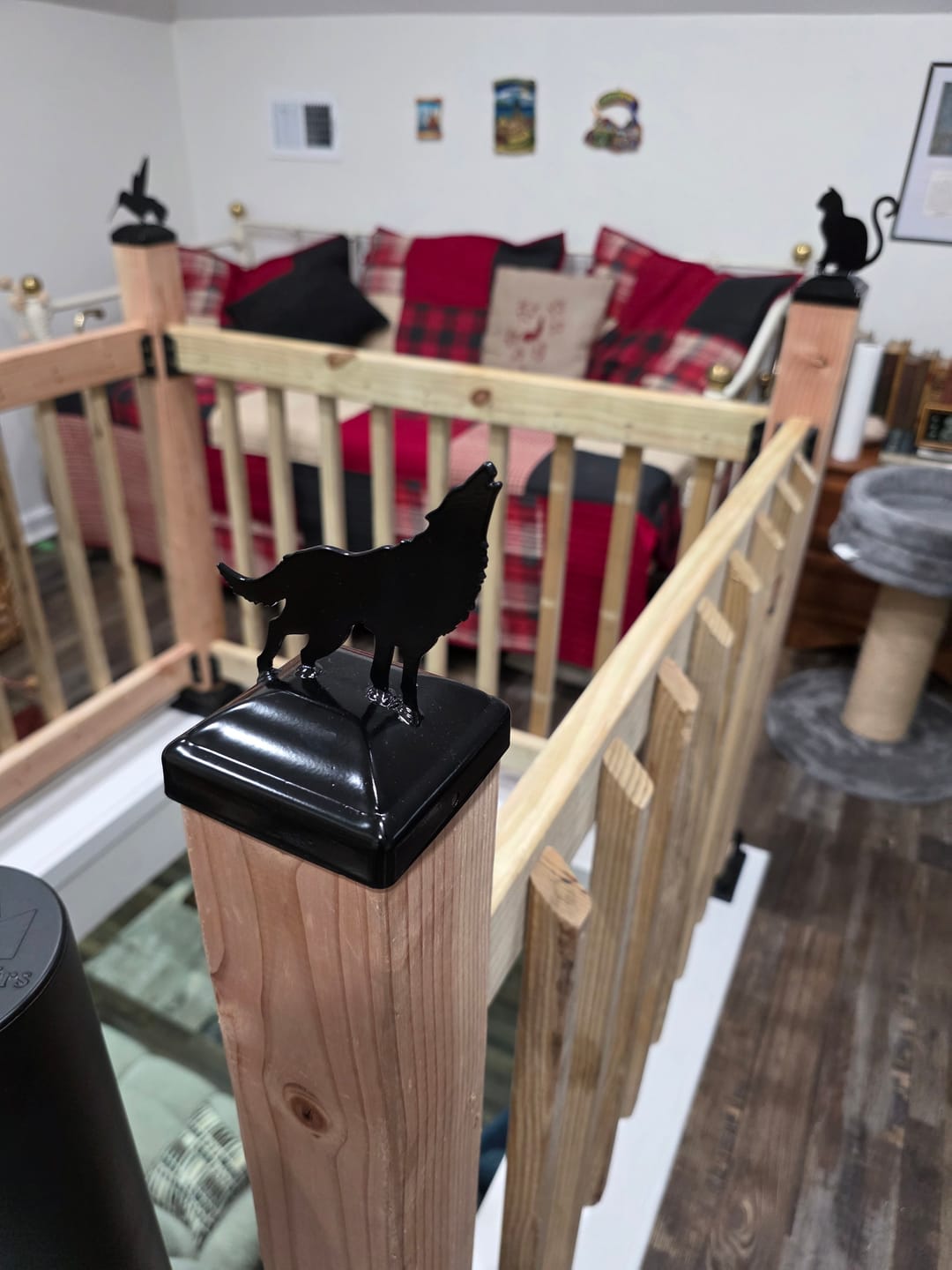 Customer photo review of Wolf Howling Fence Post Cap (Multiple Post Sizes Available)