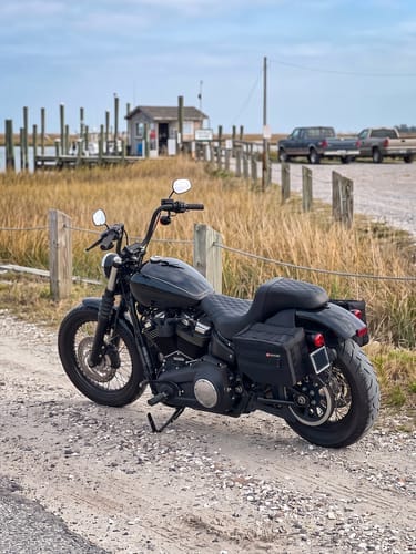 Customer photo review of 18L - Patriot Medium Motorcycle Throw Over Saddlebags for Harley Softail Street Bob FXBB/S