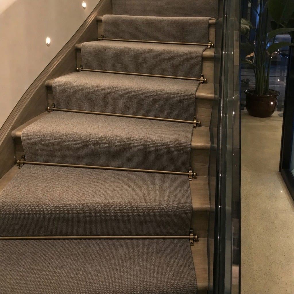 Customer photo review of Bronze Stair Rods for Carpet Runners — 9mm Hollow Rod, 4 Sizes
