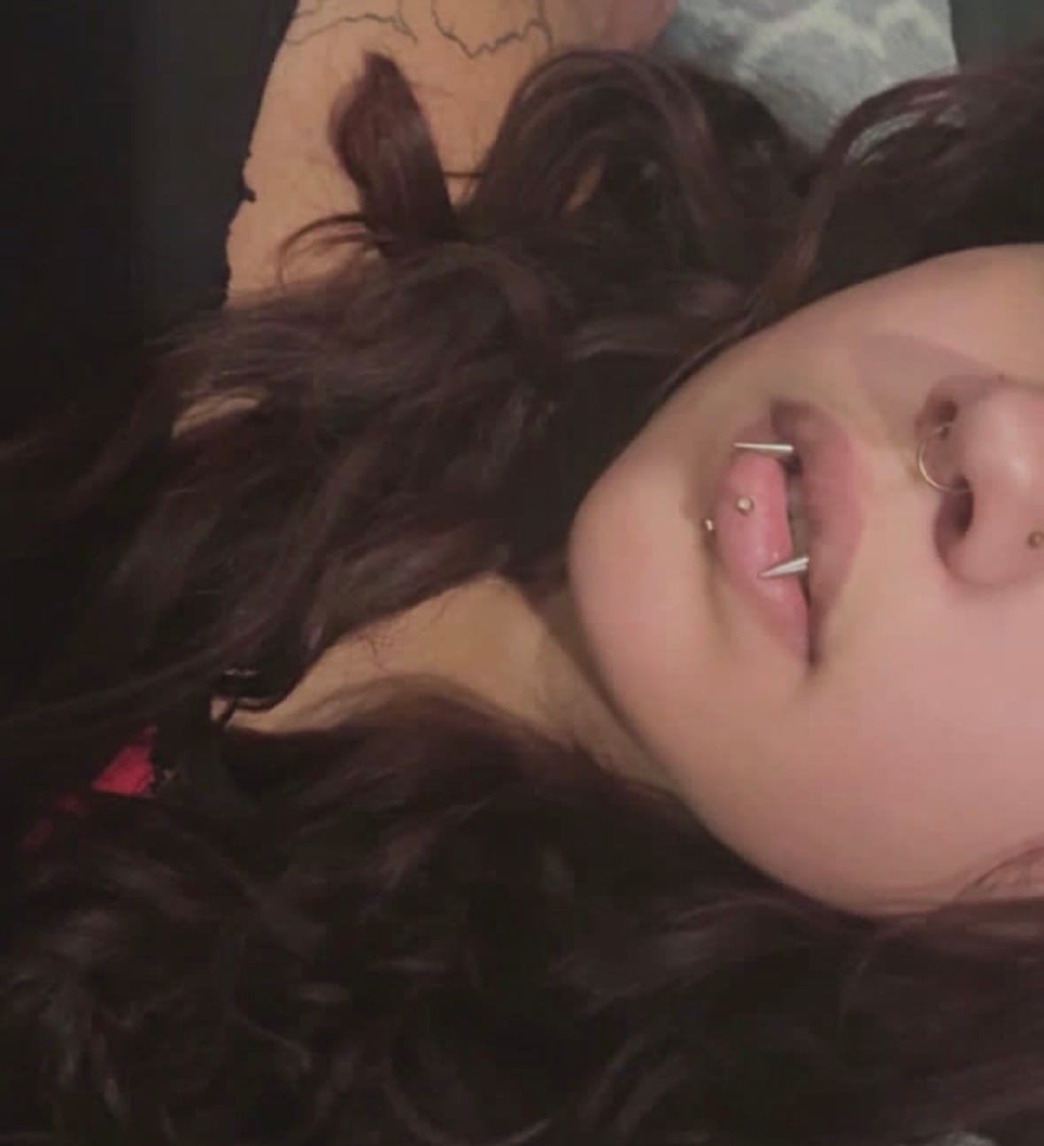 Customer photo review of Smiley Piercing Dracula Fangs