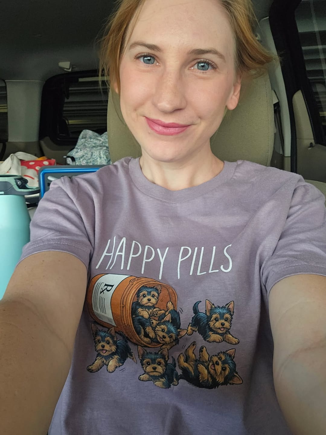 Customer photo review of Happy Pills Yorkie Shirt