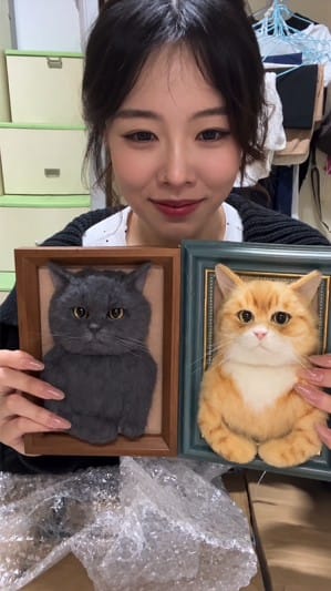 Customer photo review of Custom 3D Felted Cat Frame Portrait