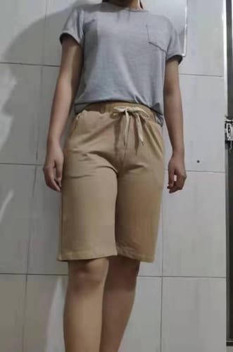 Customer photo review of Emoswim - Damen Knielange Casual Baumwoll-Bermudashorts mit elastischem Bund und Kordelzug
